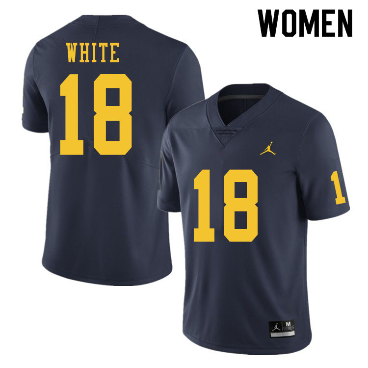 Women #18 Brendan White Michigan Wolverines College Football Jerseys Sale-Navy